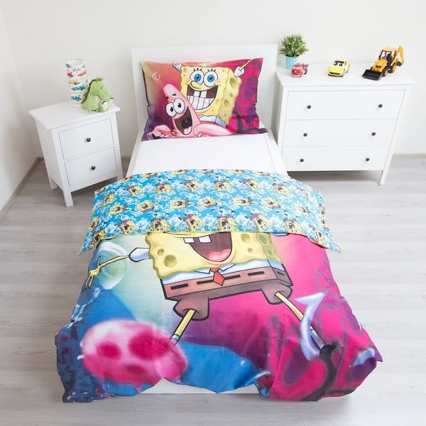 Bavlněné dětské povlečení na jednolůžko 140x200 cm Sponge Bob – Jerry Fabrics-image-2