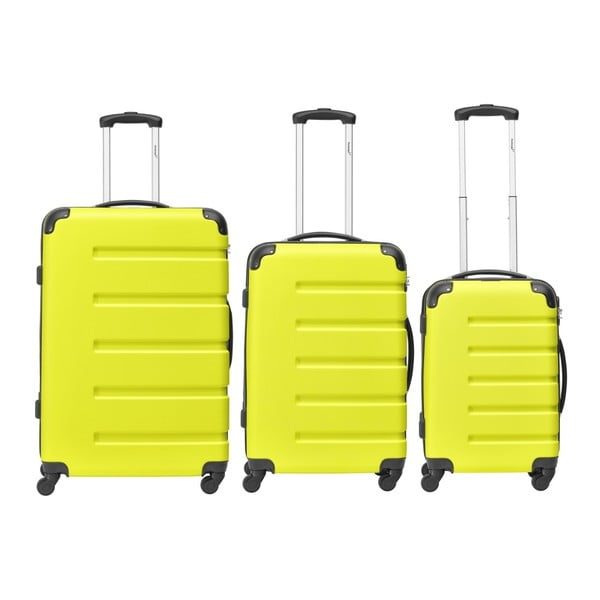 Sada 3 cestovních kufrů limetkové barvy Packenger
