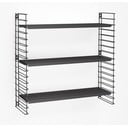3patrový regál s černými policemi Metaltex Libro, šířka 70 cm