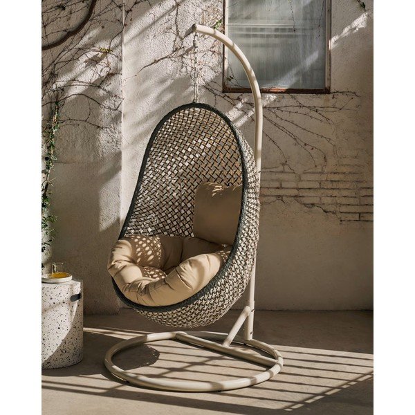 Závěsné zahradní křeslo se stojanem Kave Home Damila-image-1