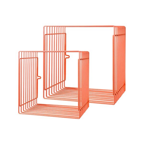 Závěsná/stojací sada 2 polic Wire, korálová