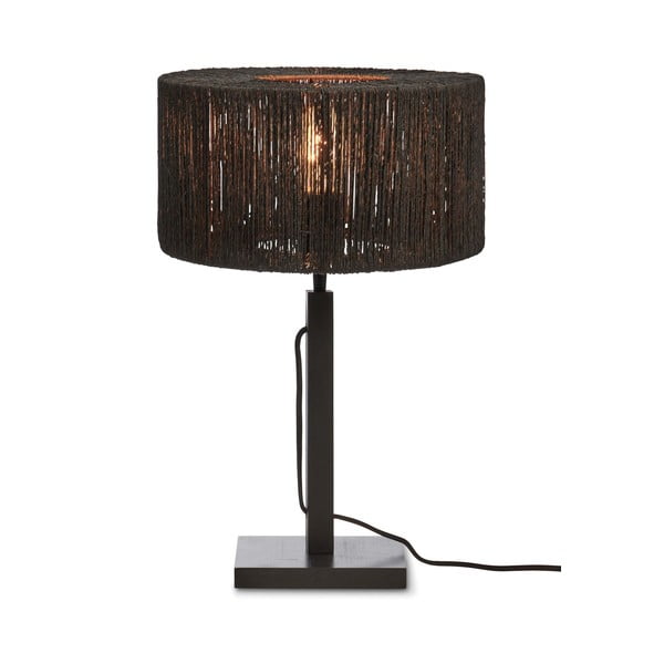 Černá stolní lampa se stínidlem z juty (výška 37 cm) Iguazu – Good&Mojo