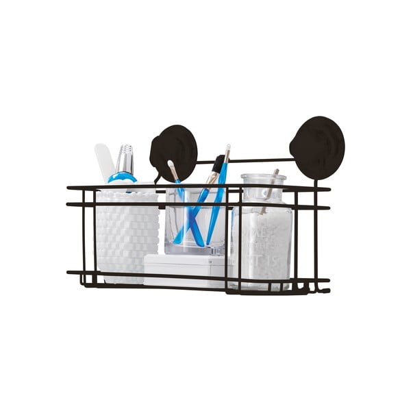 Černá samodržící nástěnná koupelnová polička Compactor Bestlock Black All Purpose Holder, 30 x 20,5 cm-image-3