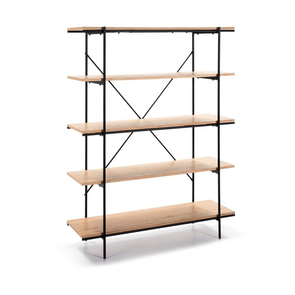 Knihovna v dekoru dubového dřeva s černými detaily Marckeric Amina-image-2