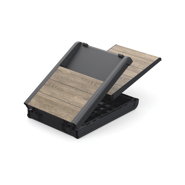 Tmavě hnědé plastové polohovací/skládací zahradní lehátko Deco Porto – Keter-image-3