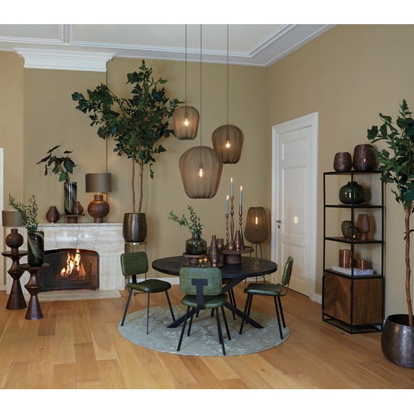 Černý kulatý jídelní stůl s deskou z akácie ø 120 cm Yellov – Light & Living-image-1