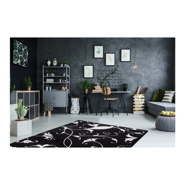 Černobílý koberec Obsession My Black & White Baw Blac, 80 x 150 cm