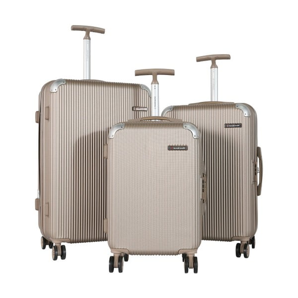 Sada 3 béžových cestovních kufrů na kolečkách Travel World Ebby