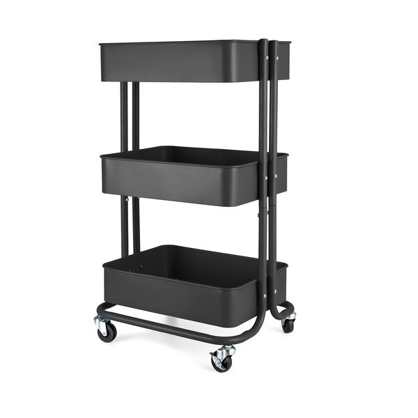 Černý kovový pojízdný regál 43x35 cm Grena – Compactor-image-1
