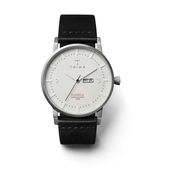 Unisex hodinky s černým koženým řemínkem Triwa Dawn Klinga