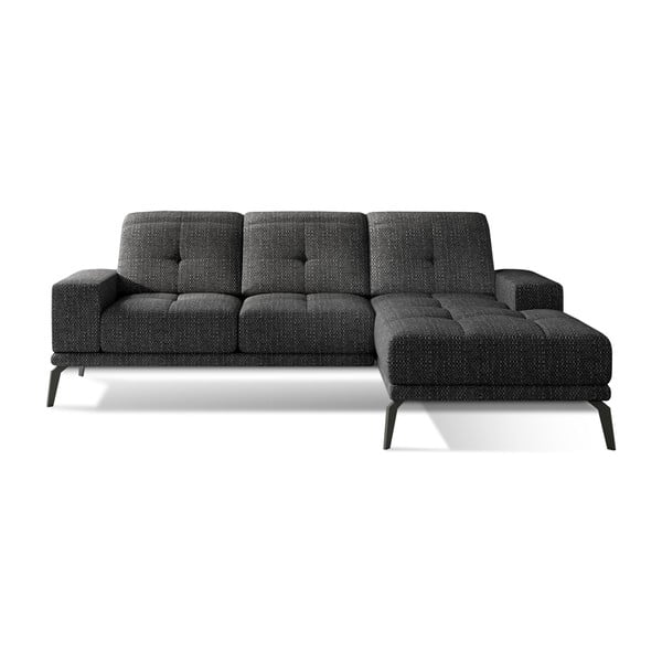 Černá rohová pohovka (pravý roh/s lenoškou) Torrense – ELTAP