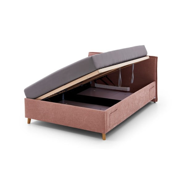 Růžová čalouněná dětská postel s úložným prostorem s roštem 90x200 cm Fun – Meise Möbel-image-2