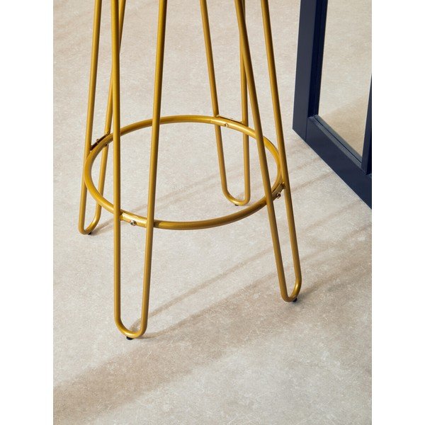 Barová stolička z jilmového dřeva ve zlaté barvě/v přírodní barvě (výška sedáku 75 cm) District – Premier Housewares-image-3