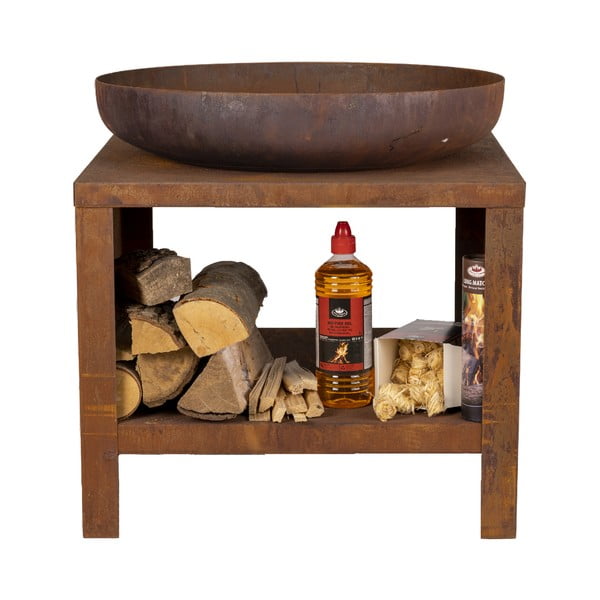 Ohniště se zásobníkem na dřevo v rezavém dekoru – Esschert Design-image-2