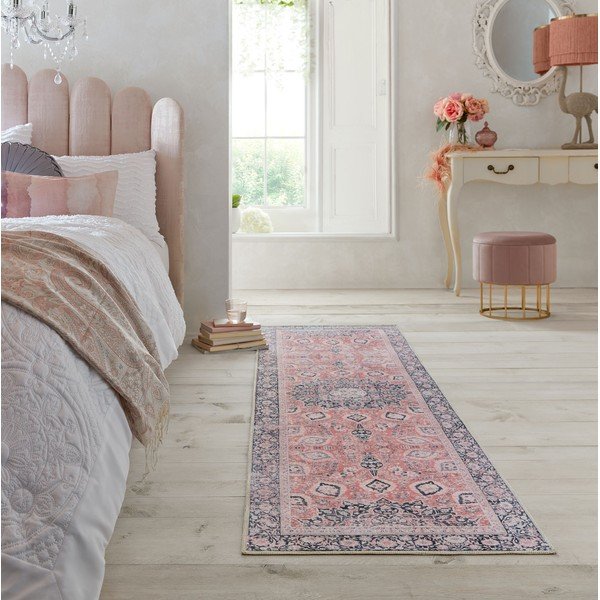 Růžový pratelný koberec běhoun 60x230 cm FOLD Somerton – Flair Rugs-image-4