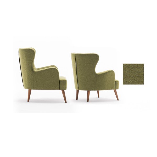 Olivově zelené křeslo ušák Balcab Home Jane-image-2