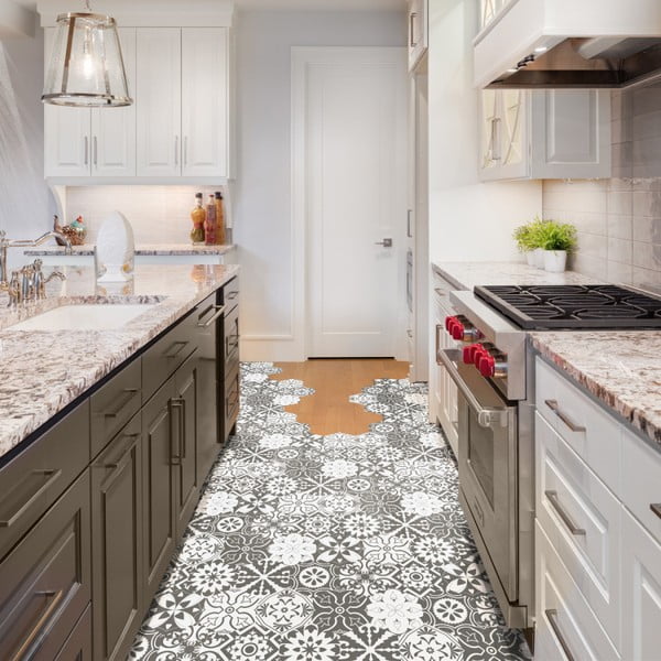 Sada 10 samolepek na podlahu Ambiance Hexagons Rosito, 20 x 18 cm-image-1