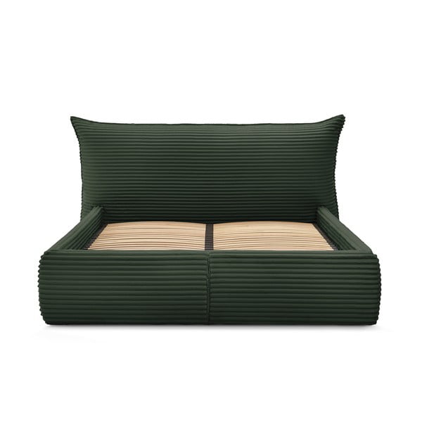 Tmavě zelená čalouněná dvoulůžková postel s úložným prostorem a roštem 180x200 cm Jade – Bobochic Paris-image-4