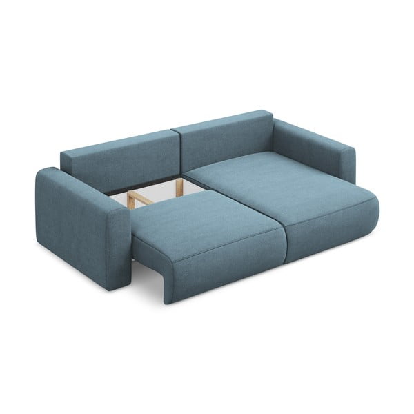 Světle modrá rozkládací/s úložným prostorem rohová pohovka (pravý roh/s lenoškou) Kapua – Makamii-image-4