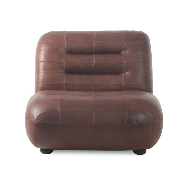 Hnědé kožené křeslo Wyatt – Dutchbone-image-1