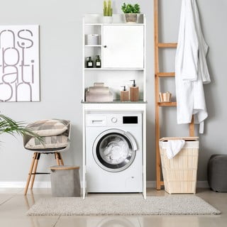 Bílá vysoká skříňka nad pračku/WC 58x173 cm Laundry – Tomasucci