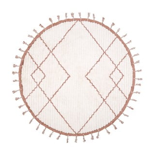 Bílo-hnědý bavlněný ručně vyrobený koberec Nattiot Come, ø 120 cm