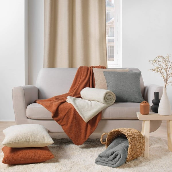 Červenooranžová fleecová deka 180x220 cm Curly Wooly – douceur d'intérieur-image-3