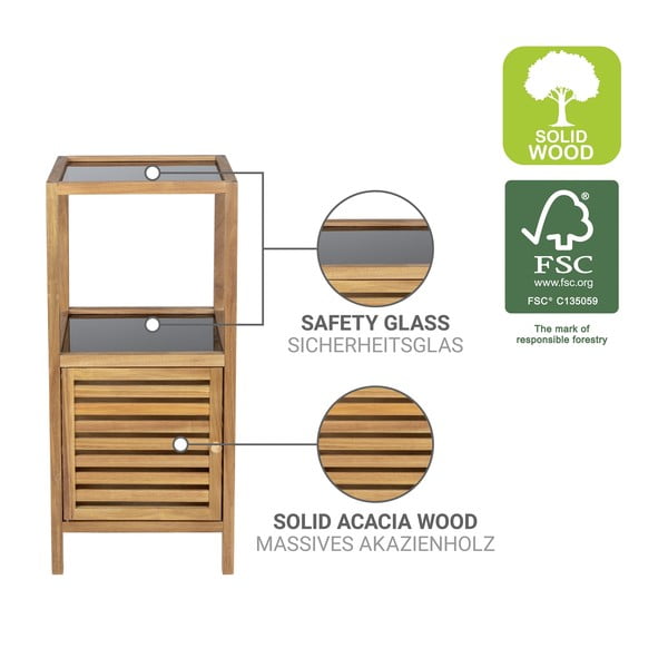 Černá/v přírodní barvě nízká/úzká koupelnová skříňka z masivu akácie 39,5x86 cm Fondi – Wenko-image-3