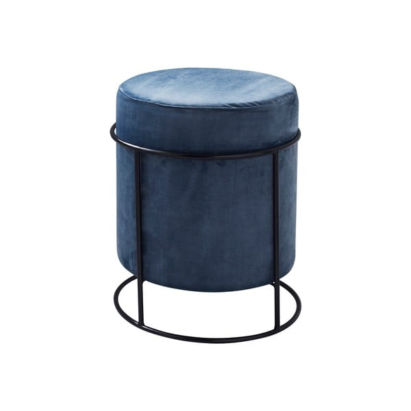 Modrý čalouněný puf Native Stack, ⌀&nbsp;37 cm-image-2