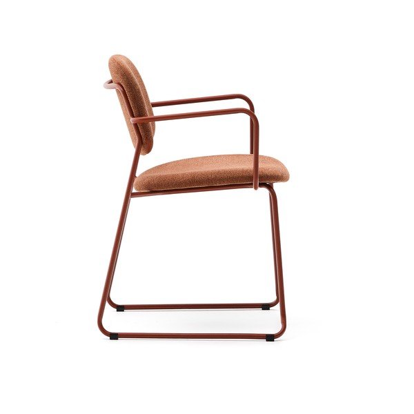 Kovová jídelní židle s područkami v terakotové barvě Meli – Kave Home-image-3