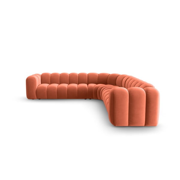 Růžová sametová modulární rohová pohovka Lupine – Micadoni -image-2