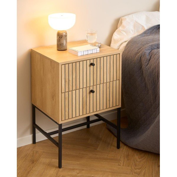Noční stolek v dekoru dubu v přírodní barvě Albany – Actona-image-1