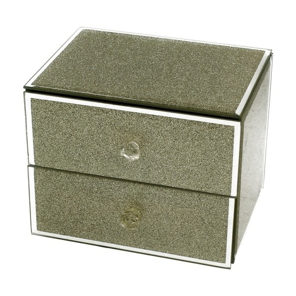 Úložná krabička na šperky se 2 šuplíky Duo Gift Gold Glitter, 16 x 13,2 cm
