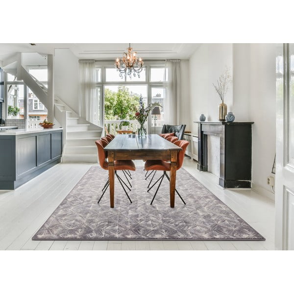 Šedý vlněný koberec 160x240 cm Moire – Agnella-image-1