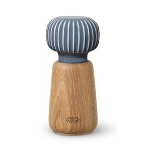 Mlýnek z dubového dřeva na koření s antracitovým detailem z porcelánu Kähler Design Hammershoi, výška 13 cm