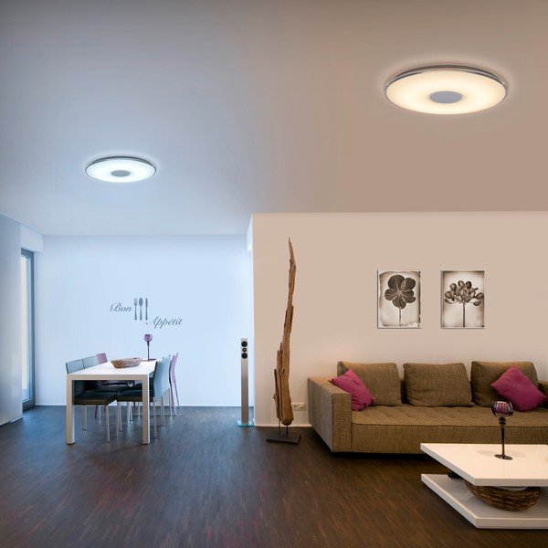 Bílé kulaté stropní LED svítidlo na dálkové ovládání Trio Tokyo, průměr 60 cm-image-1