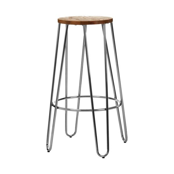 Barová stolička z jilmového dřeva ve stříbrné barvě/v přírodní barvě (výška sedáku 75 cm) District – Premier Housewares-image-4