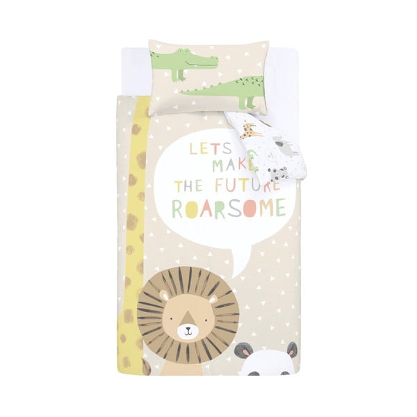 Světle hnědé dětské povlečení na jednolůžko 135x200 cm Roarsome Animals – Catherine Lansfield