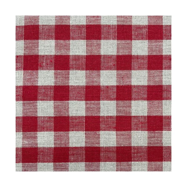Červený lněný kulatý koberec pod stromeček ø 125 cm Red Gingham – Linen Tales-image-1