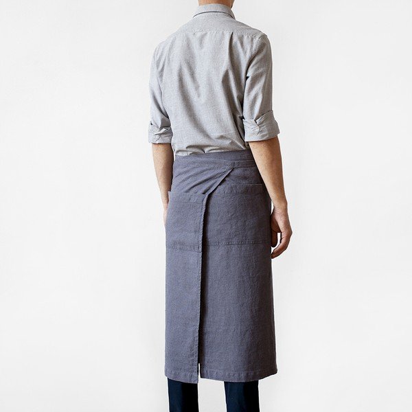 Tmavě šedá lněná zástěra Linen Tales Garcon, délka 76 cm-image-1