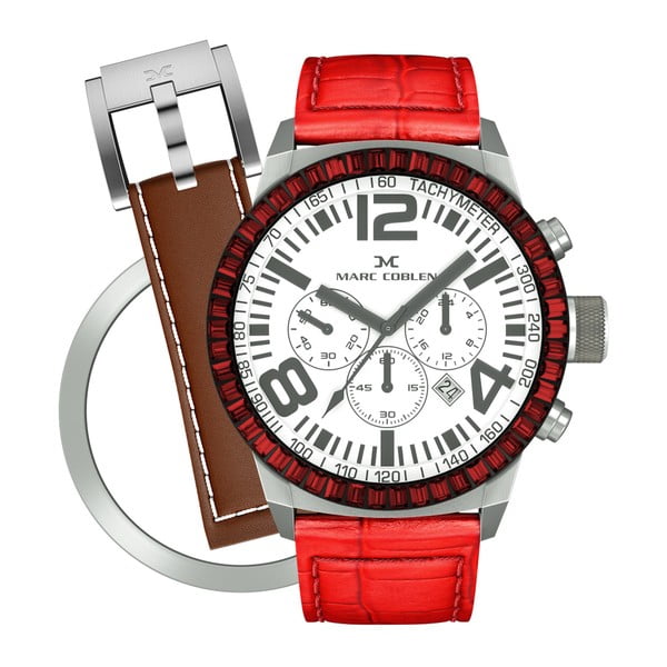 Dámské hodinky Marc Coblen s páskem a kroužkem navíc P74
