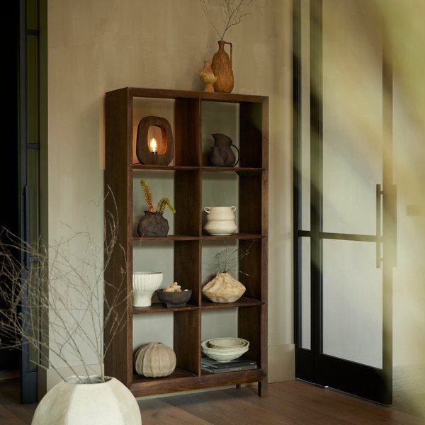 Knihovna z mangového dřeva v přírodní barvě 95x190 cm Sondrio – Light & Living-image-1