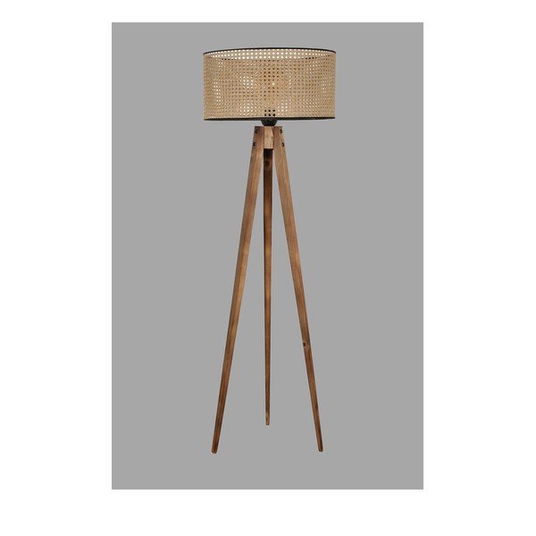 Hnědá stojací lampa s textilním stínidlem (výška 153 cm) Tripod – Opviq lights-image-1