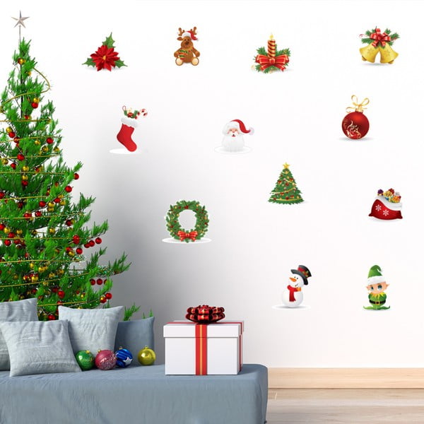 Sada 12 vánočních samolepek Ambiance Christmas wall