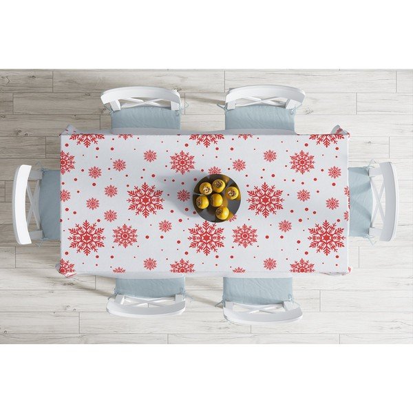 Vánoční ubrus s příměsí bavlny Minimalist Cushion Covers Red Snowflakes, 140 x 180 cm -image-1