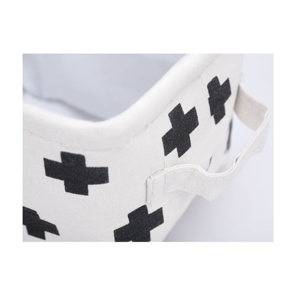Černo-bílý úložný košík KICOTI Cross, 20 x 16 cm-image-2