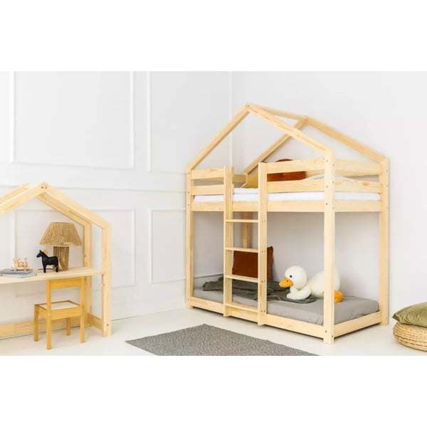 Domečková patrová dětská postel s roštem v přírodní barvě 90x180 cm DMPN – Adeko-image-1