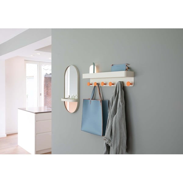 Béžový kovový nástěnný věšák s poličkou - Remember-image-2
