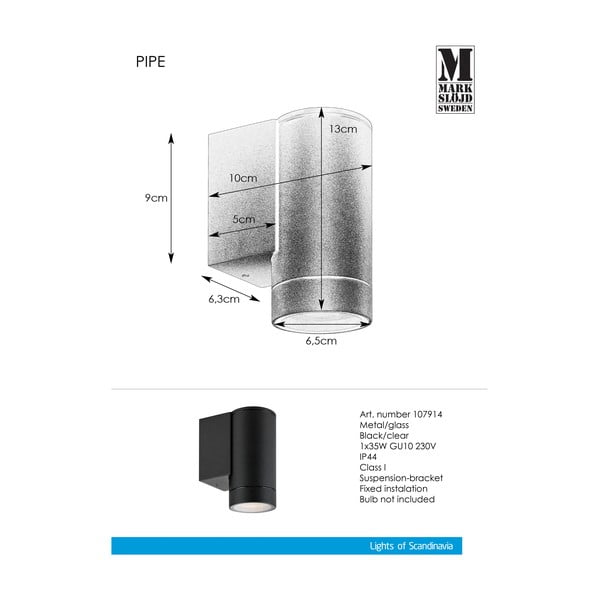 Nástěnné venkovní svítidlo (výška 13 cm) Pipe – Markslöjd-image-2