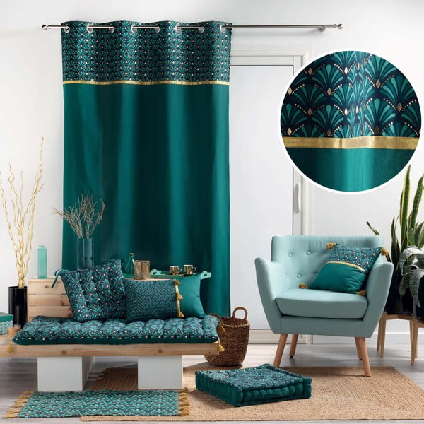 Bavlněný závěs v petrolejové barvě 140x240 cm Artchic – douceur d'intérieur-image-3